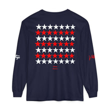Load image into Gallery viewer, VINTAGE STARS AND STRIPES LONG SLEEVE (UNISEX) RED AND WHITE INK