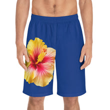 Load image into Gallery viewer, VINTAGE (WELCOME TO BOTANY 101 YELLOW FLOWER) ON BLUE SHORTS