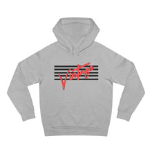 Load image into Gallery viewer, VINTAGE STARS AND STRIPES UNISEX HOODIE (BLACK AND ROSE RED)