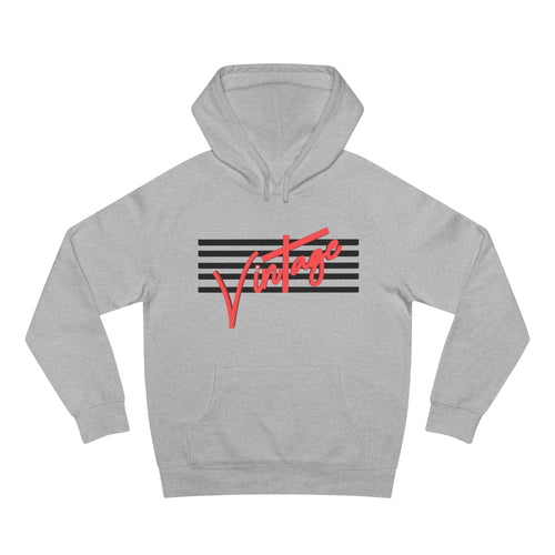 VINTAGE STARS AND STRIPES UNISEX HOODIE (BLACK AND ROSE RED)