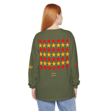 Load image into Gallery viewer, VINTAGE STARS AND STRIPES LONG SLEEVE (UNISEX) RED AND GOLD INK