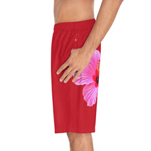 Load image into Gallery viewer, VINTAGE (WELCOME TO BOTANY 101 PINK FLOWER) ON RED SHORTS
