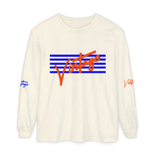 Load image into Gallery viewer, VINTAGE STARS AND STRIPES LONG SLEEVE (UNISEX) ROYAL AND ORANGE INK