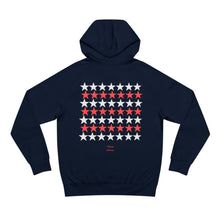 Load image into Gallery viewer, VINTAGE STARS AND STRIPES UNISEX HOODIES (WHITE AND ROSE RED)