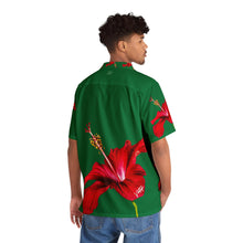 Load image into Gallery viewer, VINTAGE NEW HAWAIIAN (WELCOME TO BOTANY 101 RED FLOWER) ON GREEN