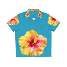 Load image into Gallery viewer, VINTAGE NEW HAWAIIAN (WELCOME TO BOTANY 101 YELLOW FLOWER) ON TURQUOISE