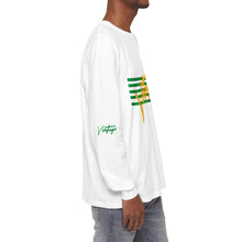 Load image into Gallery viewer, VINTAGE STARS AND STRIPES LONG SLEEVE (UNISEX) GREEN AND GOLD INK