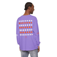 Load image into Gallery viewer, VINTAGE STARS AND STRIPES LONG SLEEVE (UNISEX) ORANGE AND WHITE INK