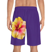 Load image into Gallery viewer, VINTAGE (WELCOME TO BOTANY 101 YELLOW FLOWER) ON PURPLE SHORTS