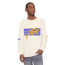 Load image into Gallery viewer, VINTAGE STARS AND STRIPES LONG SLEEVE (UNISEX) ROYAL AND GOLD INK