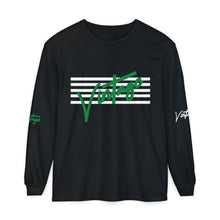 Load image into Gallery viewer, VINTAGE STARS AND STRIPES LONG SLEEVE (UNISEX) GREEN AND WHITE INK
