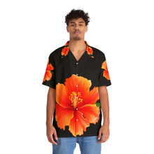 Load image into Gallery viewer, VINTAGE NEW HAWAIIAN (WELCOME TO BOTANY 101 ORANGE FLOWER) ON BLACK