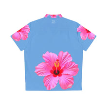 Load image into Gallery viewer, VINTAGE NEW HAWAIIAN (WELCOME TO BOTANY 101 PINK FLOWER) ON BABY BLUE