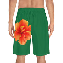 Load image into Gallery viewer, VINTAGE (WELCOME TO BOTANY 101 ORANGE FLOWER) ON GREEN SHORTS