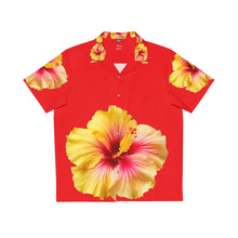 Load image into Gallery viewer, VINTAGE NEW HAWAIIAN (WELCOME TO BOTANY 101 YELLOW FLOWER) ON RED