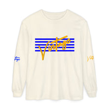 Load image into Gallery viewer, VINTAGE STARS AND STRIPES LONG SLEEVE (UNISEX) ROYAL AND GOLD INK