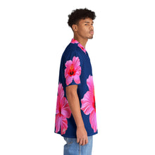 Load image into Gallery viewer, VINTAGE NEW HAWAIIAN (WELCOME TO BOTANY 101 PINK FLOWER) ON BLUE