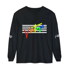 Load image into Gallery viewer, VINTAGE STARS AND STRIPES LONG SLEEVE (UNISEX) ROY G BIV AND WHITE INK