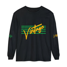 Load image into Gallery viewer, VINTAGE STARS AND STRIPES LONG SLEEVE (UNISEX) GREEN AND GOLD INK