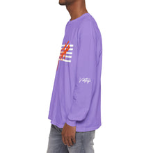 Load image into Gallery viewer, VINTAGE STARS AND STRIPES LONG SLEEVE (UNISEX) ORANGE AND WHITE INK