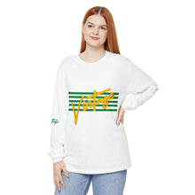Load image into Gallery viewer, VINTAGE STARS AND STRIPES LONG SLEEVE (UNISEX) GREEN AND GOLD INK