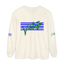 Load image into Gallery viewer, VINTAGE STARS AND STRIPES LONG SLEEVE (UNISEX) ROYAL AND GREEN INK
