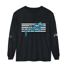 Load image into Gallery viewer, VINTAGE STARS AND STRIPES LONG SLEEVE (UNISEX) TEAL AND WHITE INK