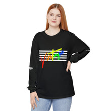Load image into Gallery viewer, VINTAGE STARS AND STRIPES LONG SLEEVE (UNISEX) ROY G BIV AND WHITE INK