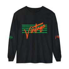 Load image into Gallery viewer, VINTAGE STARS AND STRIPES LONG SLEEVE (UNISEX) GREEN AND ORANGE INK