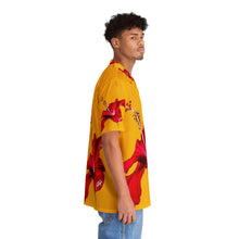 Load image into Gallery viewer, VINTAGE NEW HAWAIIAN (WELCOME TO BOTANY 101 RED FLOWER) ON GOLDEN YELLOW