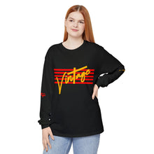 Load image into Gallery viewer, VINTAGE STARS AND STRIPES LONG SLEEVE (UNISEX) RED AND GOLD INK