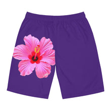 Load image into Gallery viewer, VINTAGE (WELCOME TO BOTANY 101 PINK FLOWER) ON PURPLE SHORTS
