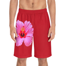 Load image into Gallery viewer, VINTAGE (WELCOME TO BOTANY 101 PINK FLOWER) ON RED SHORTS