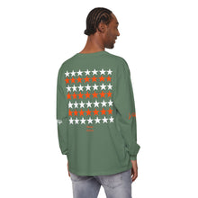 Load image into Gallery viewer, VINTAGE STARS AND STRIPES LONG SLEEVE (UNISEX) ORANGE AND WHITE INK
