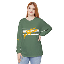 Load image into Gallery viewer, VINTAGE STARS AND STRIPES LONG SLEEVE (UNISEX) GOLD AND WHITE INK