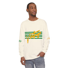 Load image into Gallery viewer, VINTAGE STARS AND STRIPES LONG SLEEVE (UNISEX) GREEN AND GOLD INK