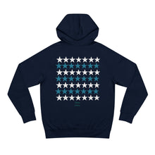 Load image into Gallery viewer, VINTAGE STARS AND STRIPES UNISEX HOODIE (WHITE AND TEAL)