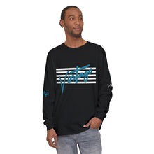 Load image into Gallery viewer, VINTAGE STARS AND STRIPES LONG SLEEVE (UNISEX) TEAL AND WHITE INK