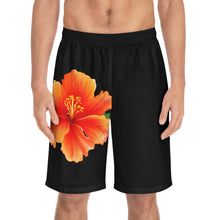 Load image into Gallery viewer, VINTAGE (WELCOME TO BOTANY 101 ORANGE FLOWER) ON BLACK  SHORTS
