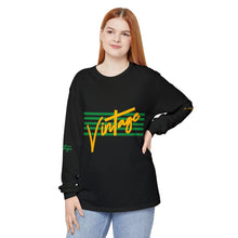 Load image into Gallery viewer, VINTAGE STARS AND STRIPES LONG SLEEVE (UNISEX) GREEN AND GOLD INK