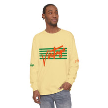 Load image into Gallery viewer, VINTAGE STARS AND STRIPES LONG SLEEVE (UNISEX) GREEN AND ORANGE INK