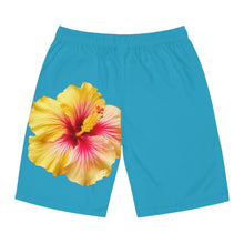 Load image into Gallery viewer, VINTAGE (WELCOME TO BOTANY 101 YELLOW FLOWER) ON TURQUOISE SHORTS