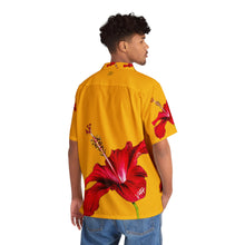 Load image into Gallery viewer, VINTAGE NEW HAWAIIAN (WELCOME TO BOTANY 101 RED FLOWER) ON GOLDEN YELLOW
