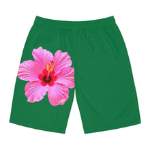 Load image into Gallery viewer, VINTAGE (WELCOME TO BOTANY 101 PINK FLOWER) ON GREEN SHORTS
