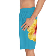 Load image into Gallery viewer, VINTAGE (WELCOME TO BOTANY 101 YELLOW FLOWER) ON TURQUOISE SHORTS