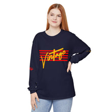 Load image into Gallery viewer, VINTAGE STARS AND STRIPES LONG SLEEVE (UNISEX) RED AND GOLD INK