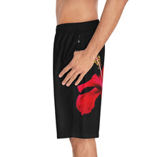 Load image into Gallery viewer, VINTAGE (WELCOME TO BOTANY 101 RED FLOWER) ON BLACK  SHORTS