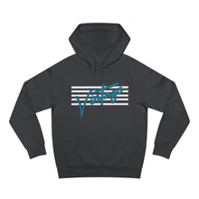 Load image into Gallery viewer, VINTAGE STARS AND STRIPES UNISEX HOODIE (WHITE AND TEAL)
