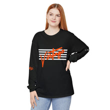 Load image into Gallery viewer, VINTAGE STARS AND STRIPES LONG SLEEVE (UNISEX) ORANGE AND WHITE INK