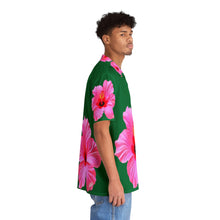 Load image into Gallery viewer, VINTAGE NEW HAWAIIAN (WELCOME TO BOTANY 101 PINK FLOWER) ON GREEN